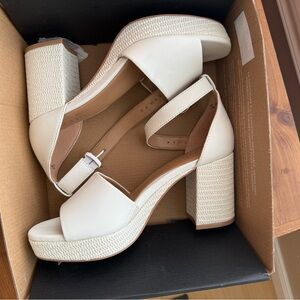Elegant Cream Block Heel Sandals